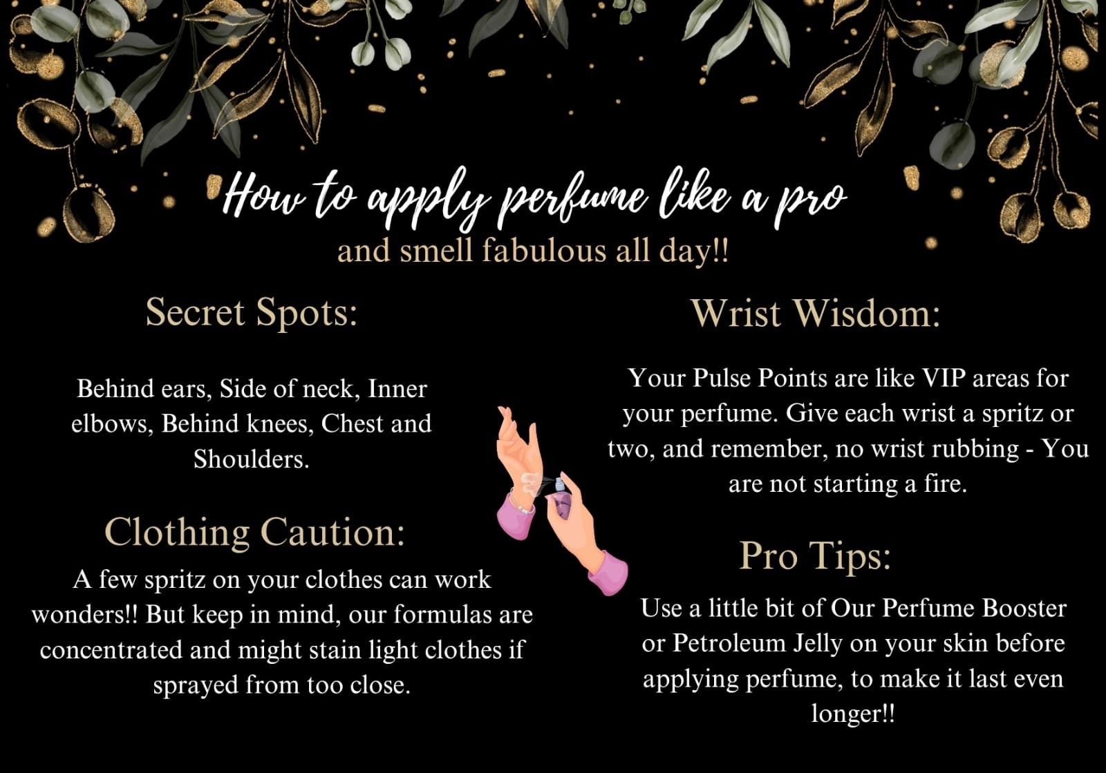 Perfume application on pulse points